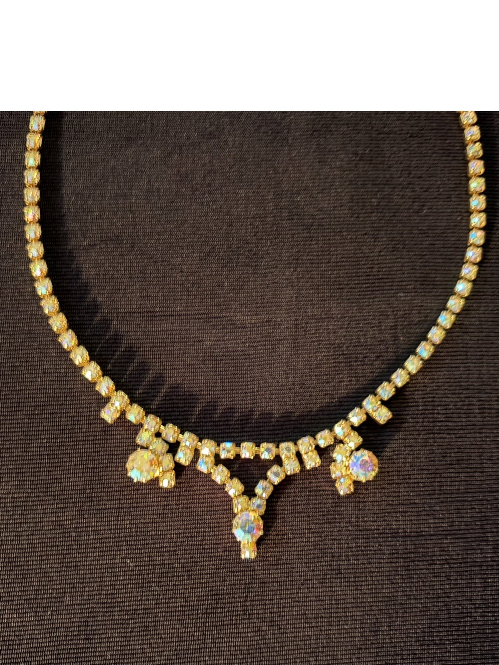 Vintage Rare Aurora Borealis Crystal Drop Necklace.